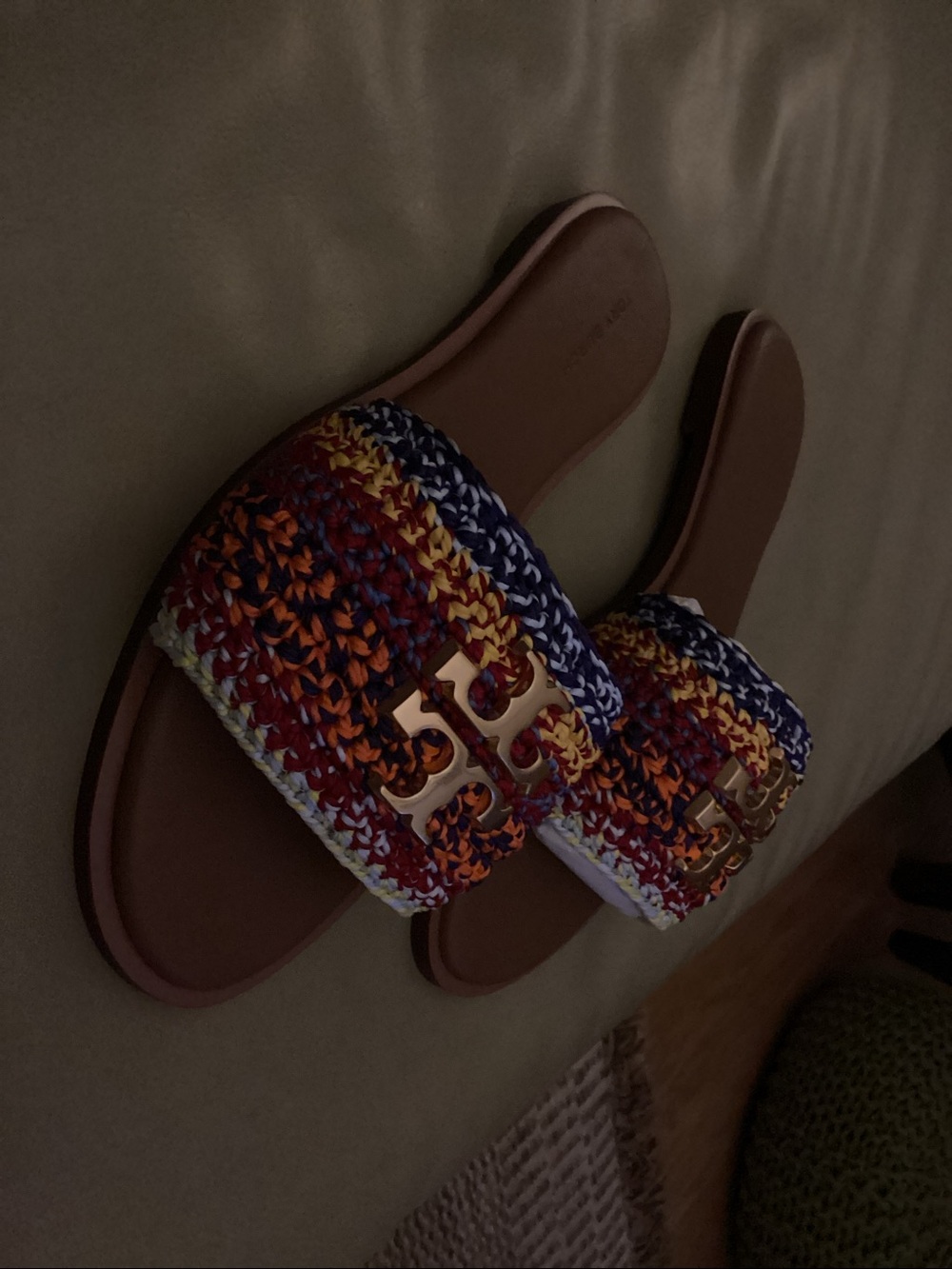 Tory Burch Multicolor Crochet Slide Sandals - Picture 2 of 5
